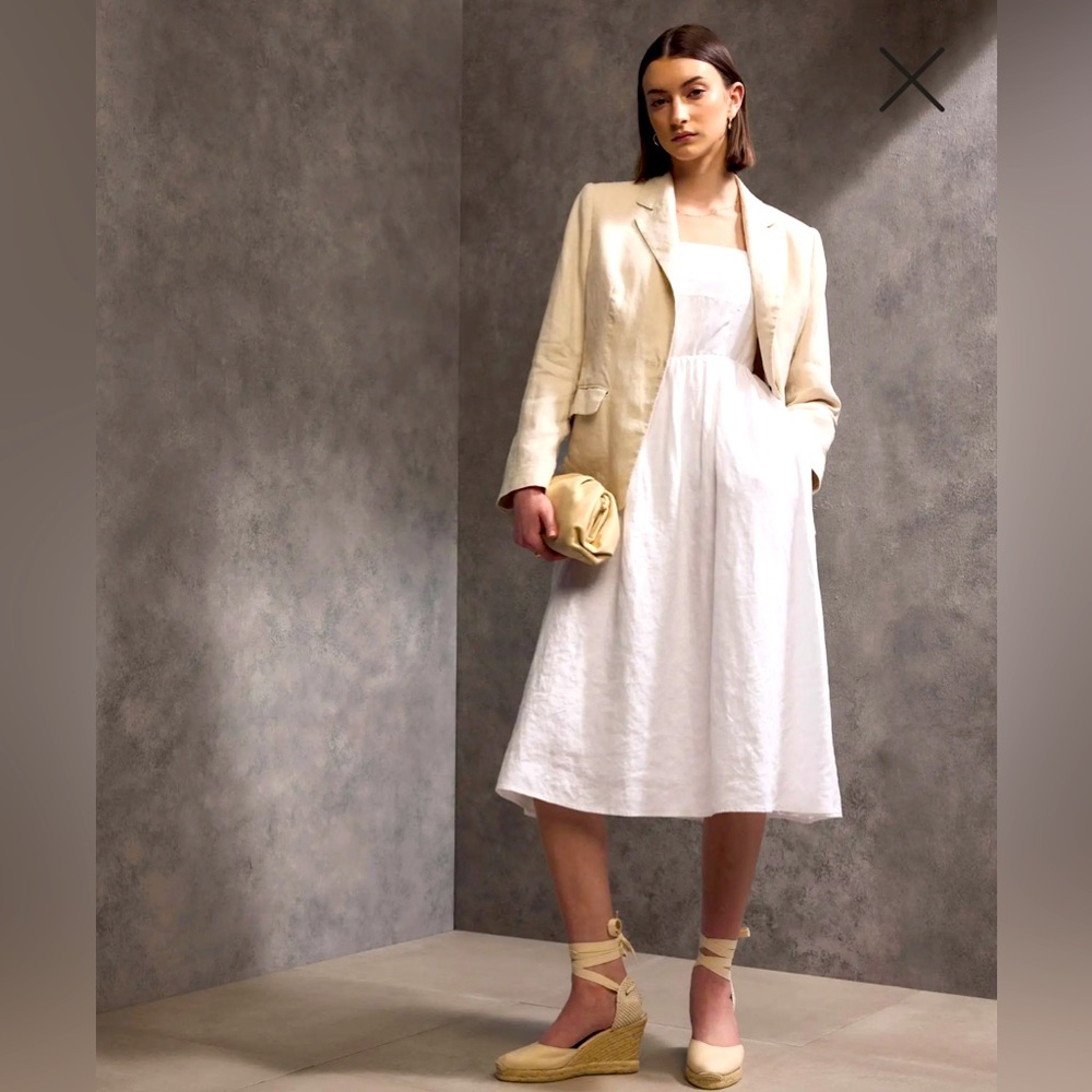 Quince 100% European Linen Fit & Flare Midi Dress